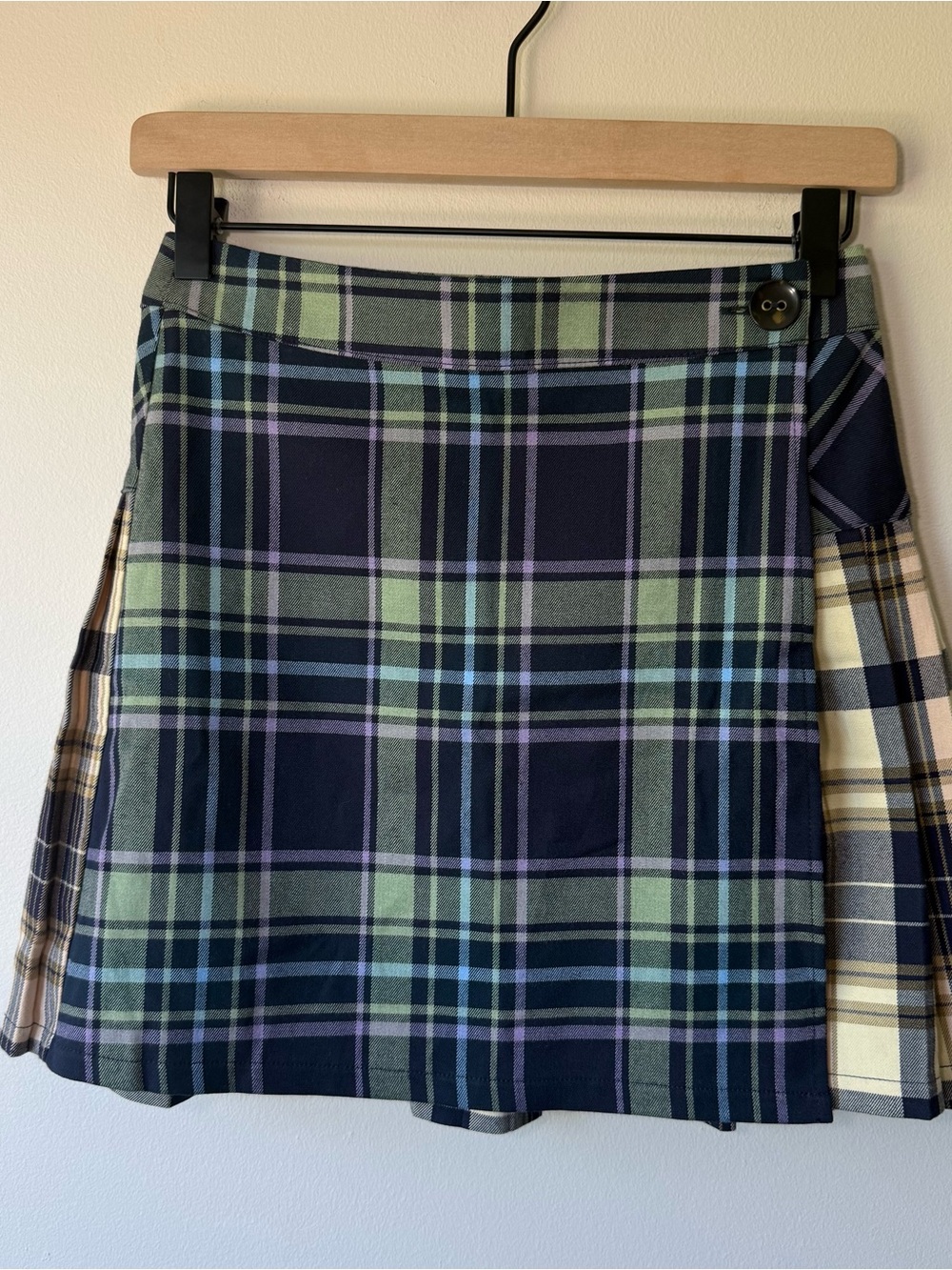 Urban Outfitters Plaid Wrap Pleated Mini Skirt School Girl Flirty Womens Small